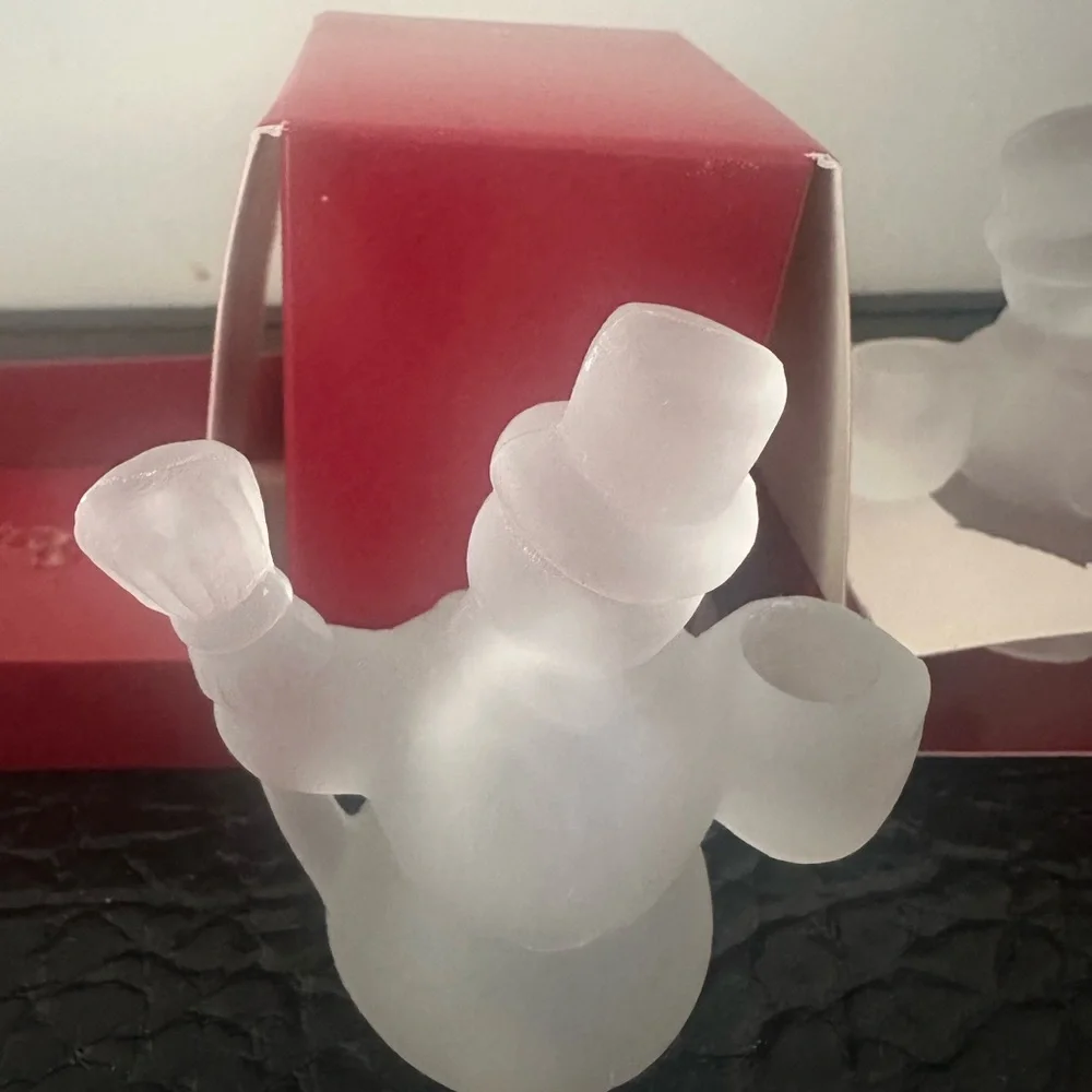Williams Sonoma SNOWMAN Tiny Taper Holders